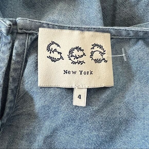 Sea New York Blue Chambray Flutter Sleeve Bow Top Women’s Size 4 - Picture 4 of 10